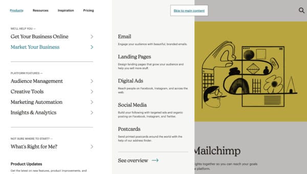 mailchimp landing pages