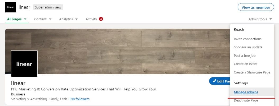 add user to linkedin company page
