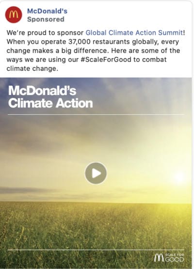 McDonalds Facebook brand awareness ad