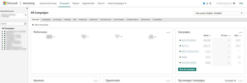 Microsoft Advertising Dashboard