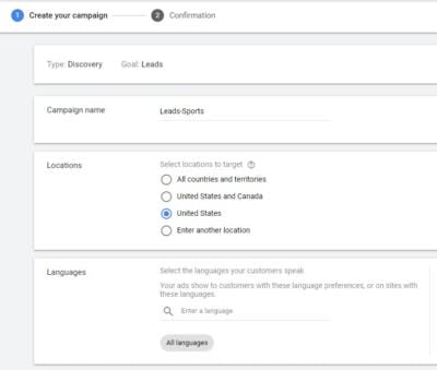 Name geography lanuage campaign settings