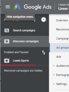 Navigate back to Discovery campaign