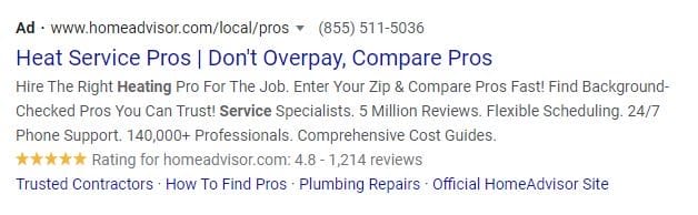 ppc ad copy home advisor