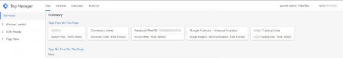 Preview of Google Tag Manager Website