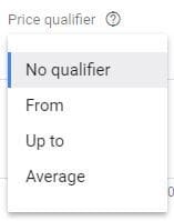 price extension price qualifier options