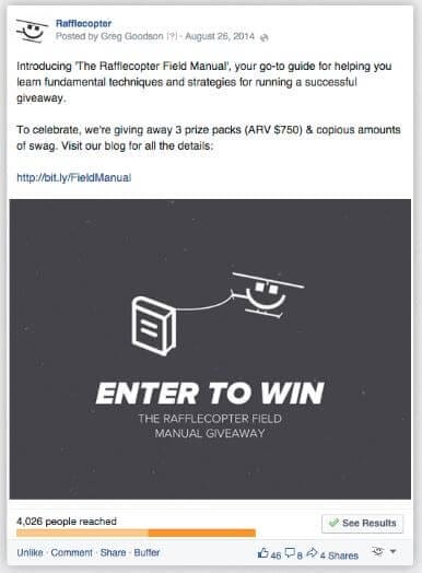rafflecopter giveaway facebook ads ctr