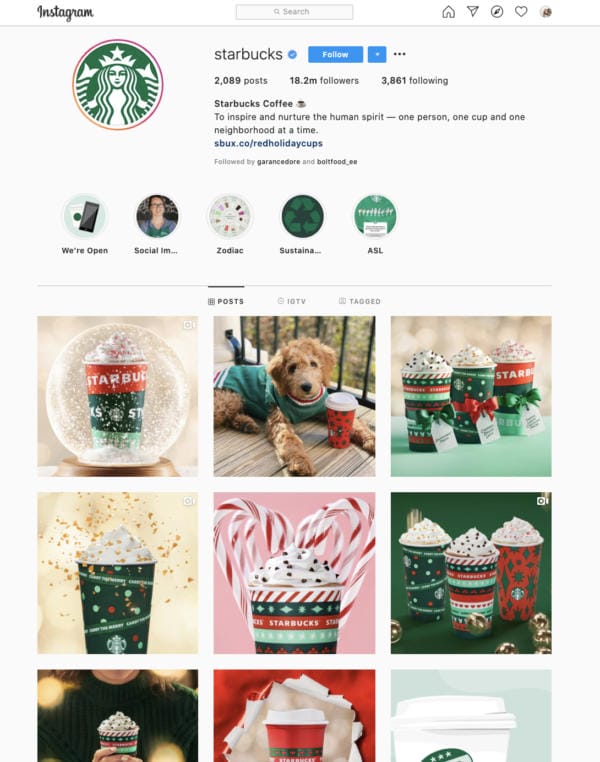 starbucks instagram account