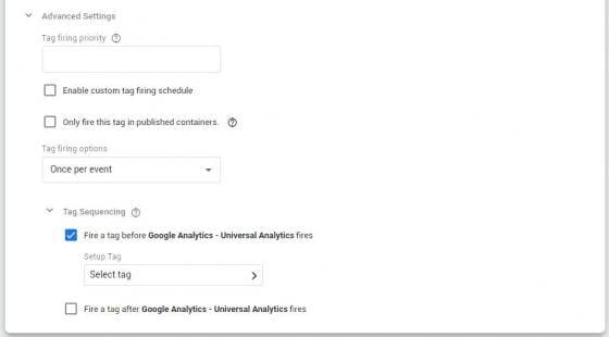 Tag Sequencing Google Tag Manager