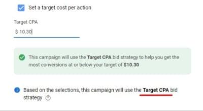 Target CPA bidding
