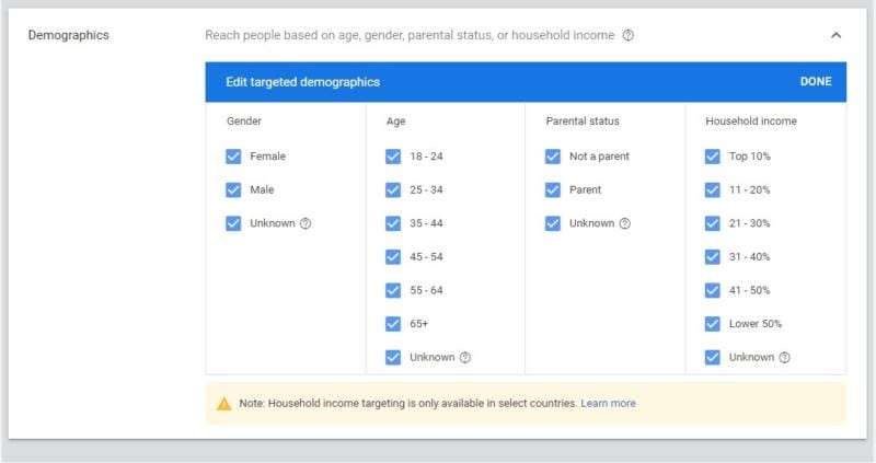 Targeting demographics