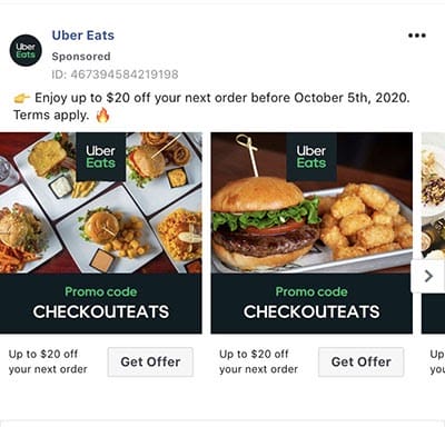 uber eats mobile app retargeting example