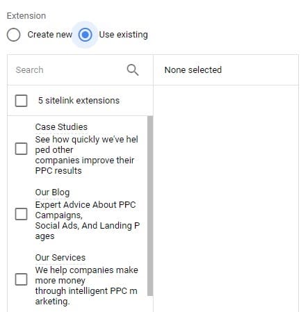 create google ad extensions 5 use existing sitelink extension 