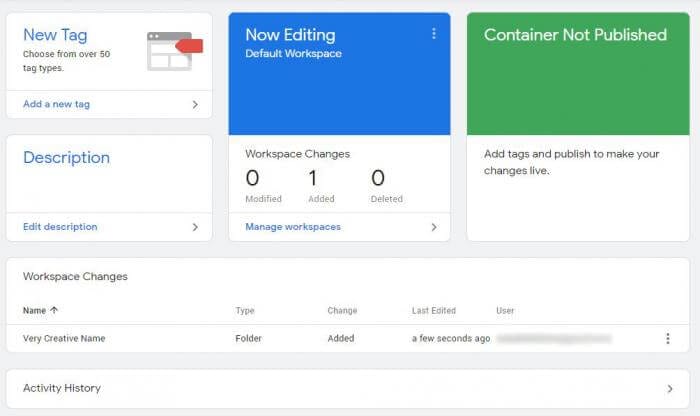 Workspace Changes in Google Tag Manager