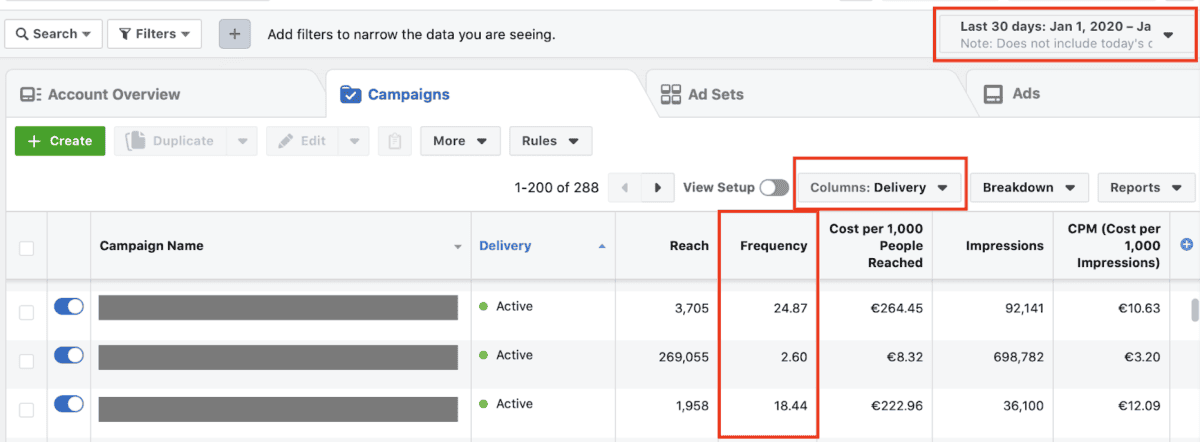 ad campaign frequency
