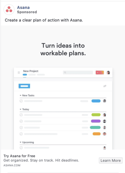 asana facebook ad