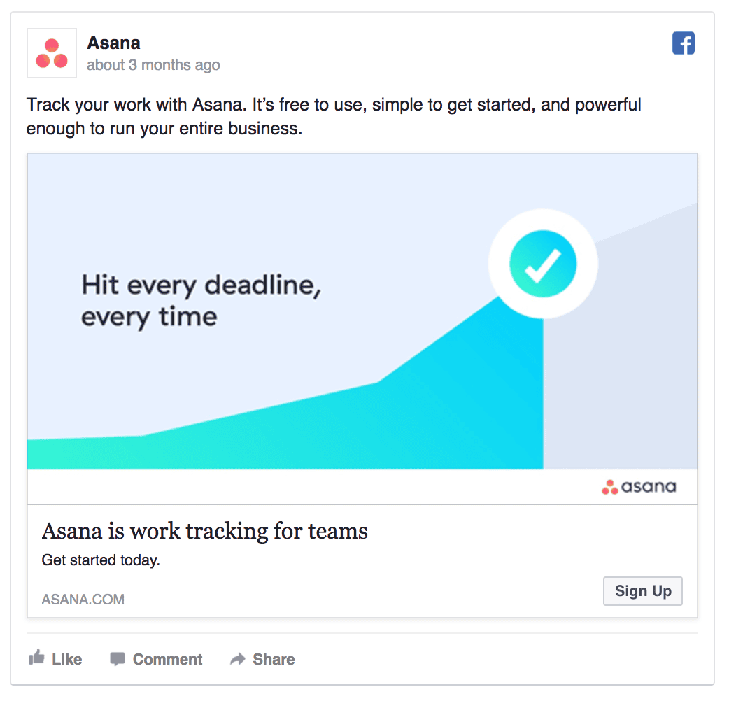 Asana facebook ad