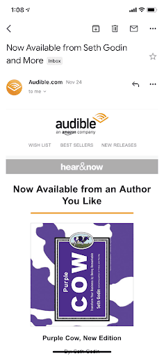 Audible Gmail Ad personalized upsell example