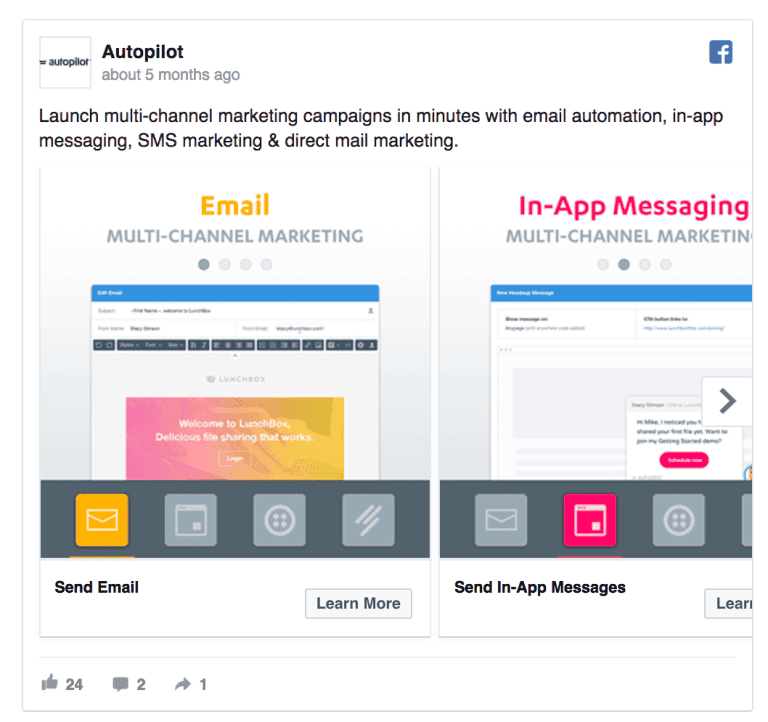 autopilot Facebook ad example