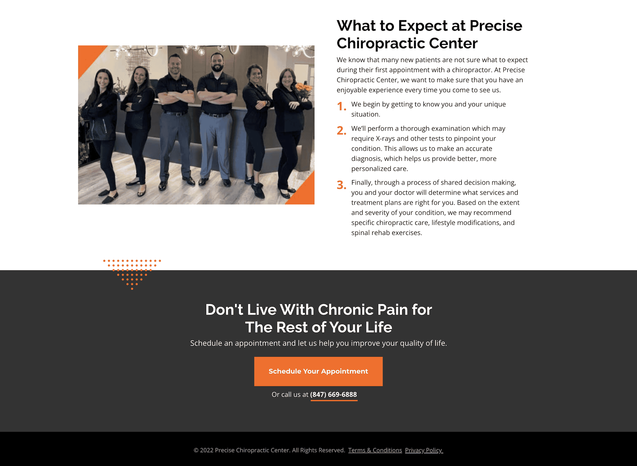 chiropractic landing page vision of the service