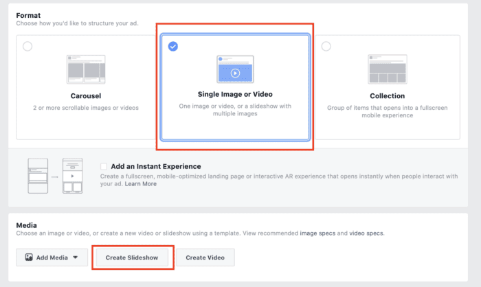 create a slideshow ad