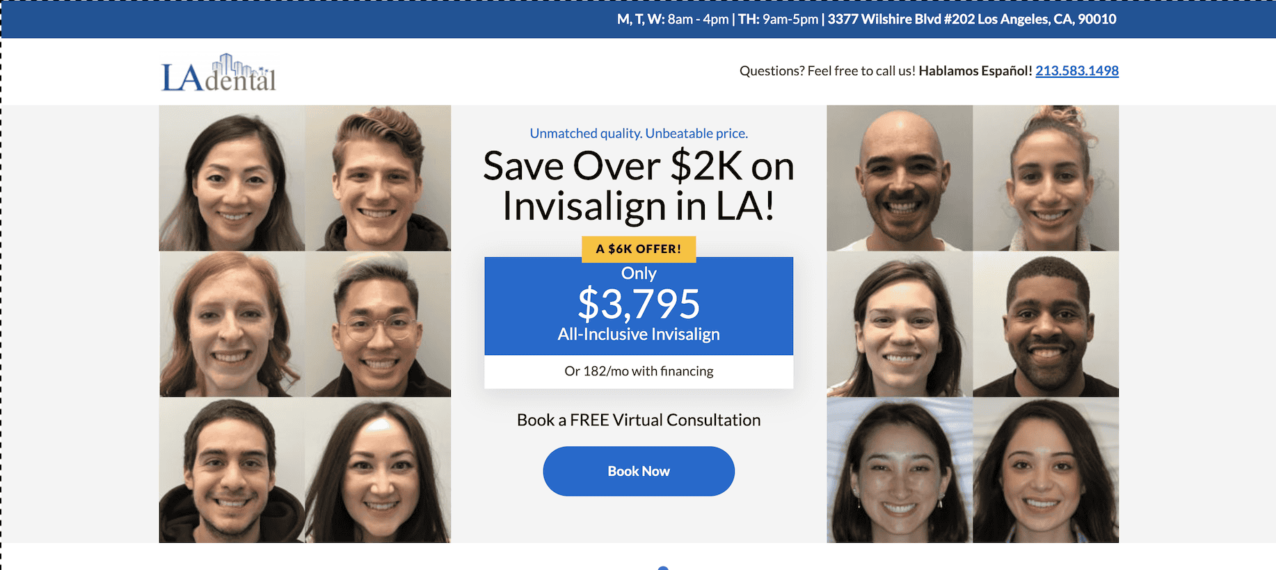 Dental landing page example