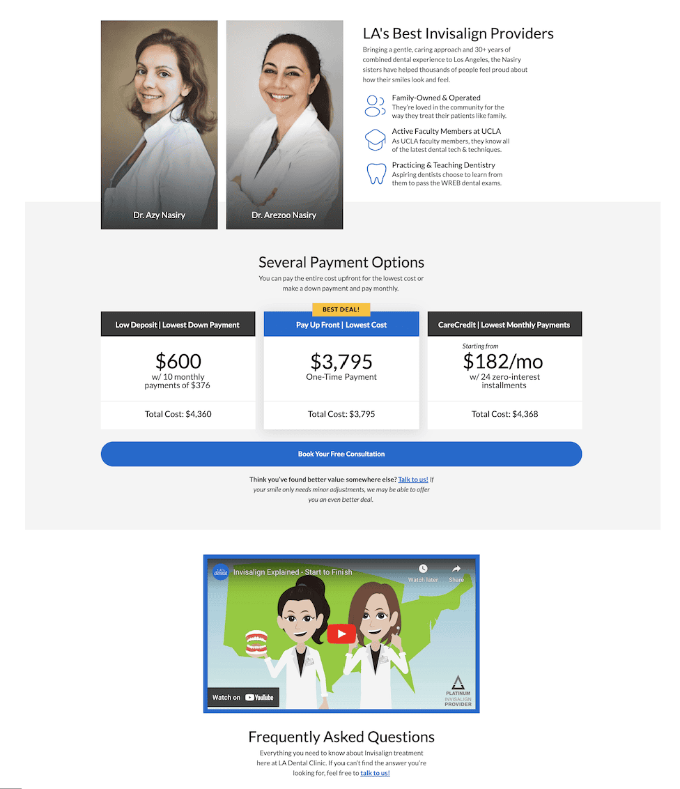 Dental landing page trust and clarity