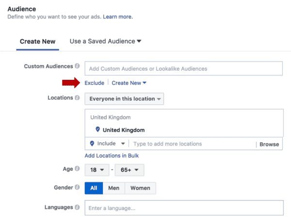 exclude facebook audience