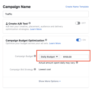 facebook ad campaign budget 2