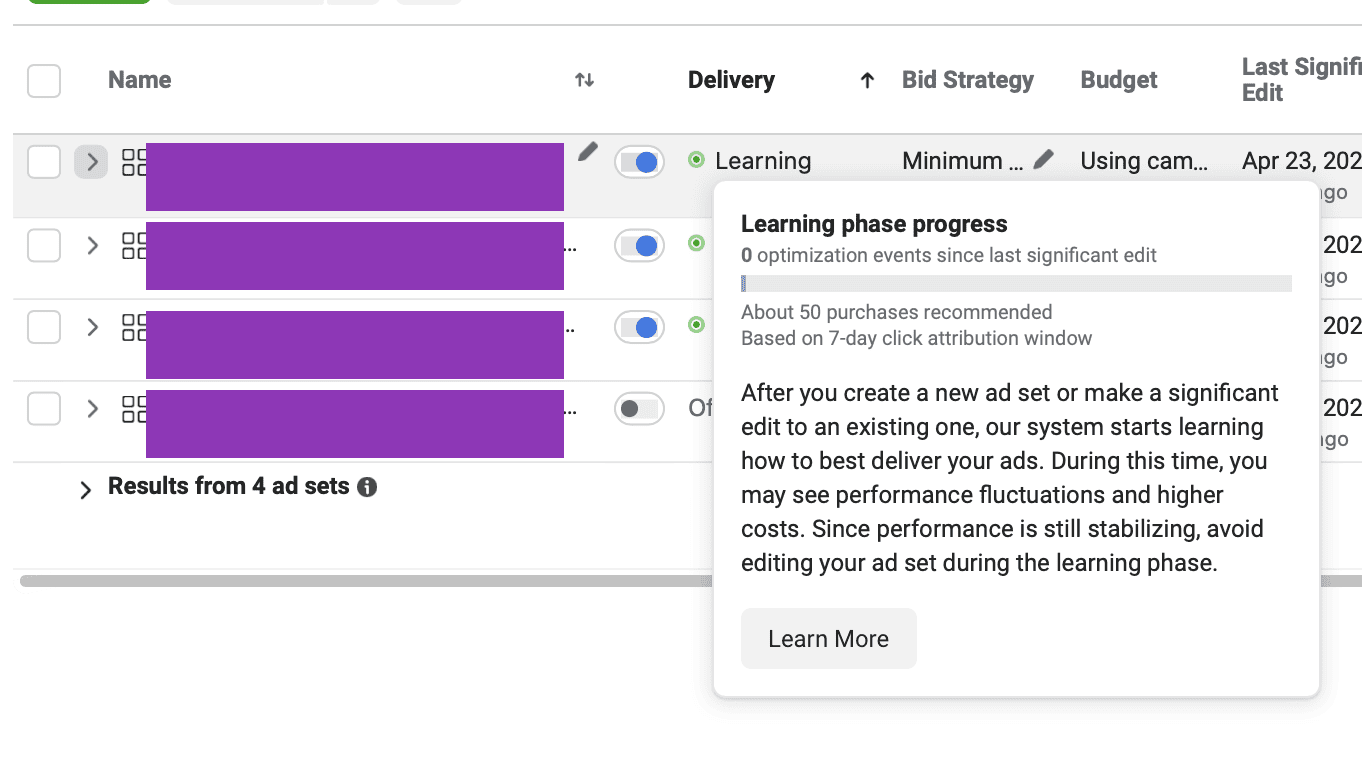 facebook ads learning phase