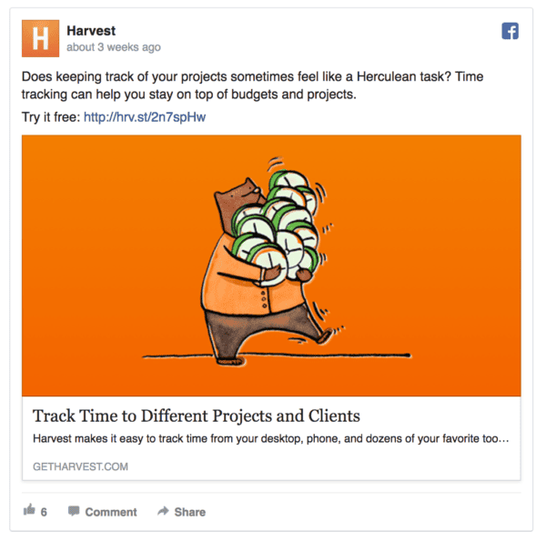 harvest facebook ad