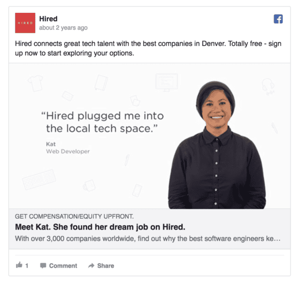 hired facebook ad template