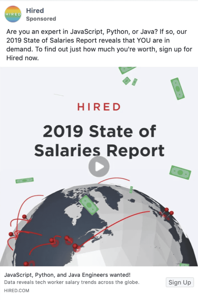 hired facebook post