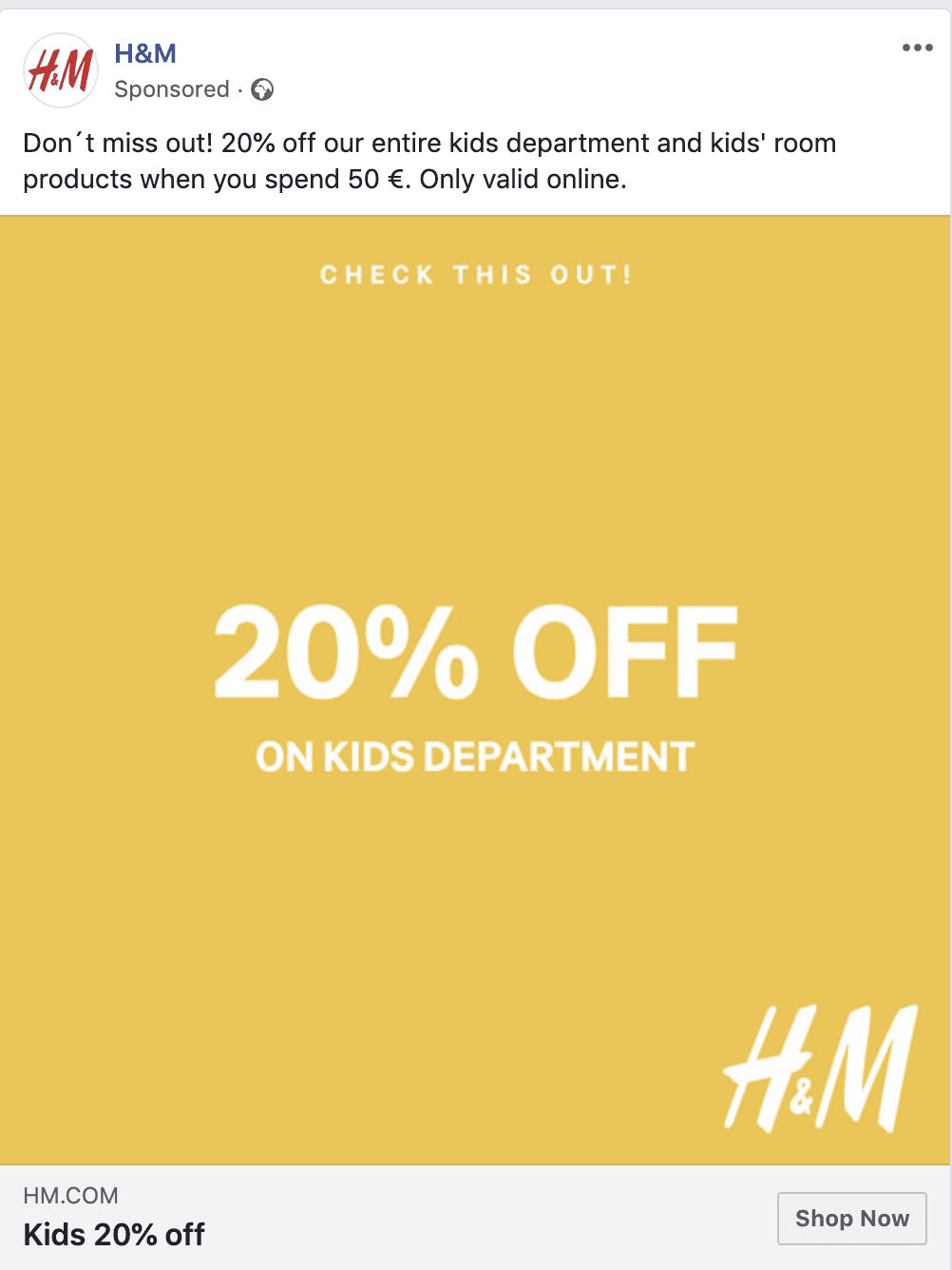hm facebook ad example