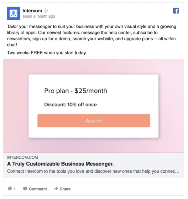 intercom facebook ad template
