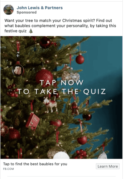john lewis facebook ad