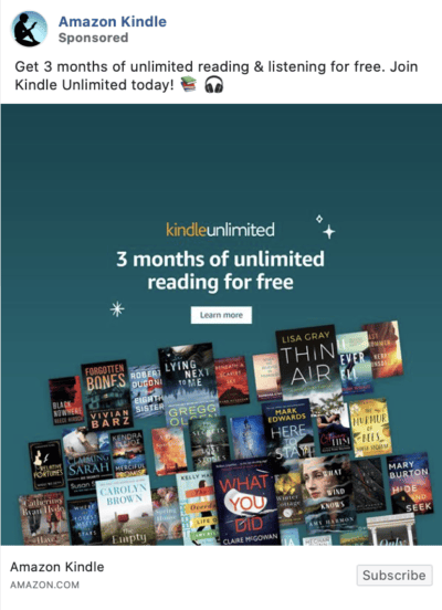 kindle facebook ad