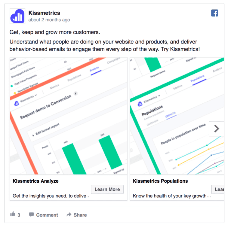 kissmetrics facebook ad example