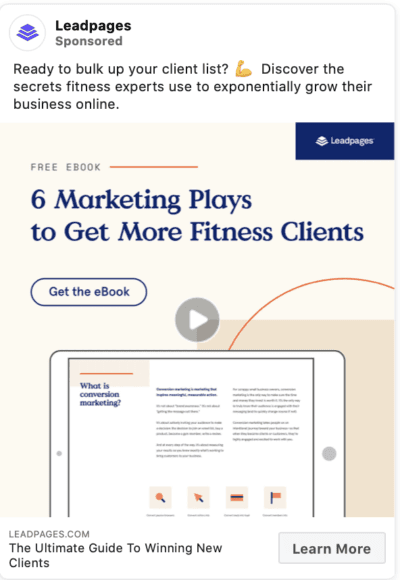 leadpages facebook ad
