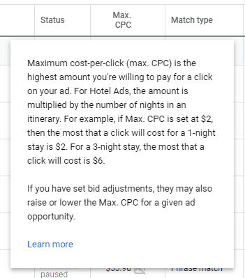 max CPC for Linear Keyword 