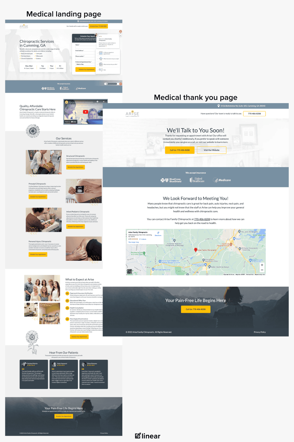 medical landing page and thank you page