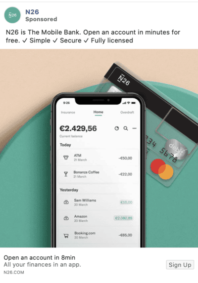 n26 facebook ad