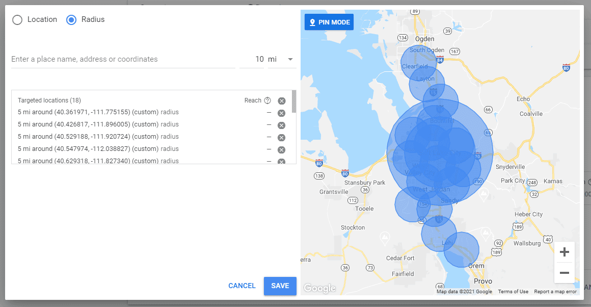 cluster radius targeting 