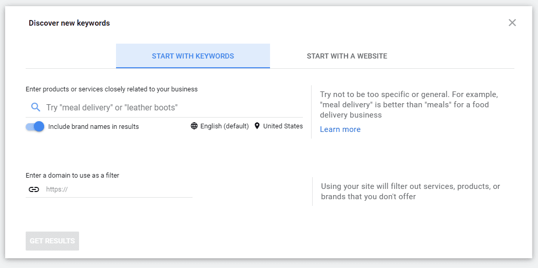 google ads keyword planner