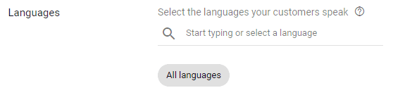 language settings for local business ppc