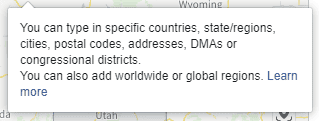 Facebook ad location targeting info