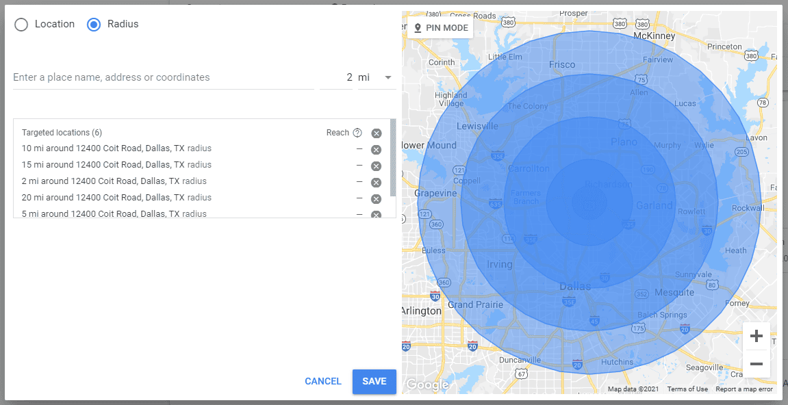 bullseye radius targeting