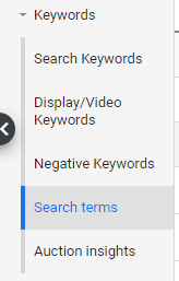 search terms report