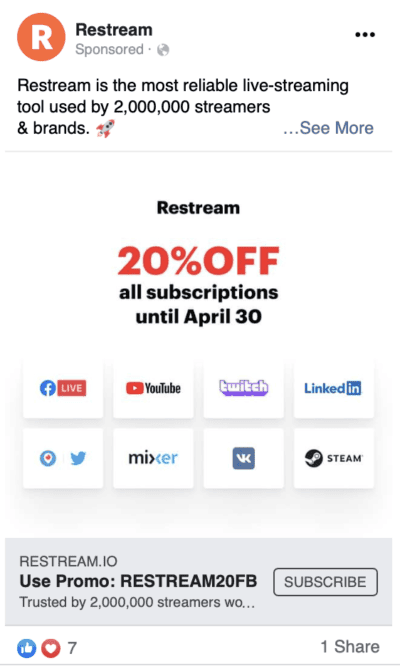 restream facebook ad