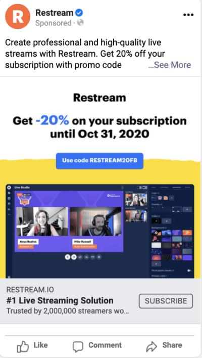 restream facebook ad