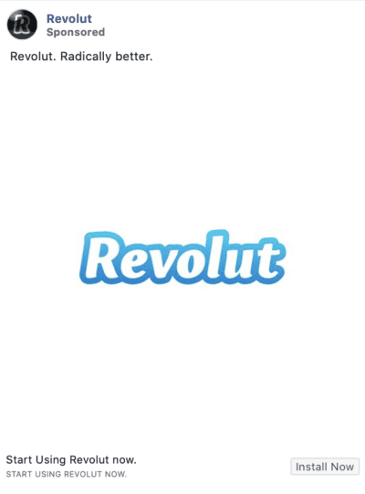 revolut facebook brand awareness ad